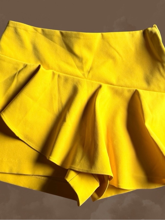 Zara Pants - Zara Yellow Ruffle Skort, high waist, side zip, elastic back waist, CUTE! Size S